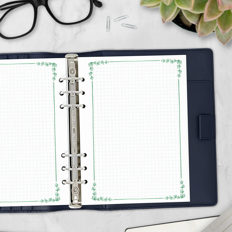CityGirl Planners A5 size planner insert – Botanical Notes Fae Grove, right-hand page view