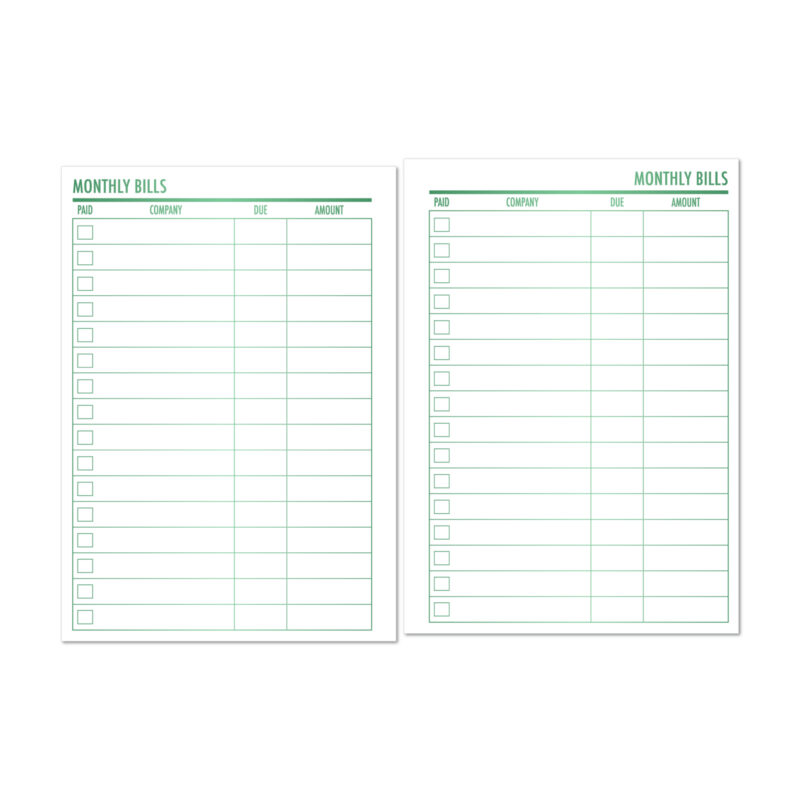 Bill Tracker Planner Insert – Fae Grove Gradient