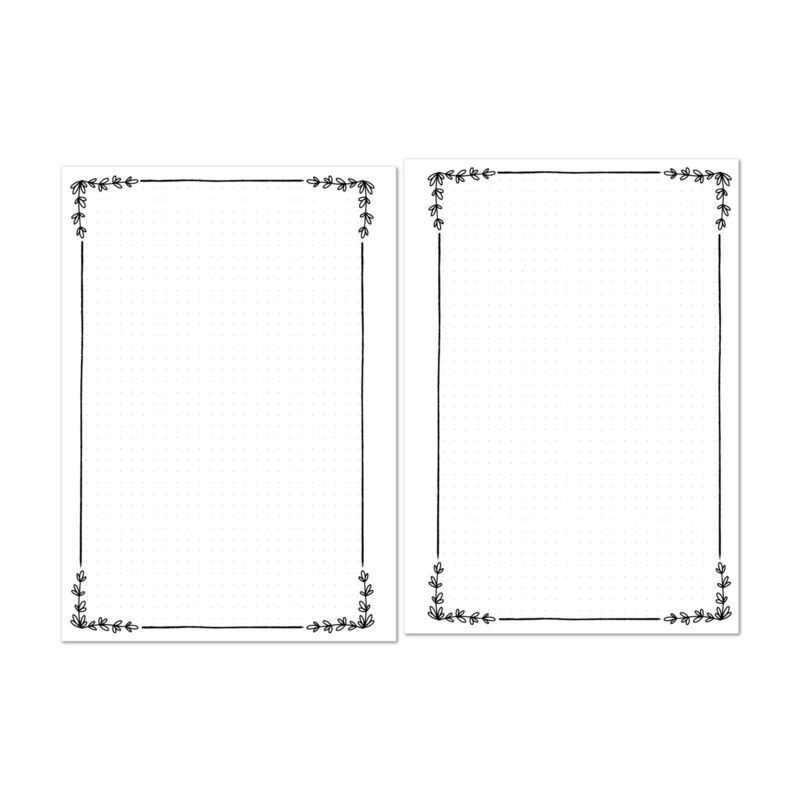 Botanical notes planner insert with dot grid layout and floral border