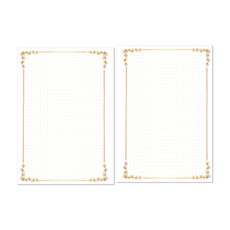 Botanical notes planner insert with dot grid layout and floral border