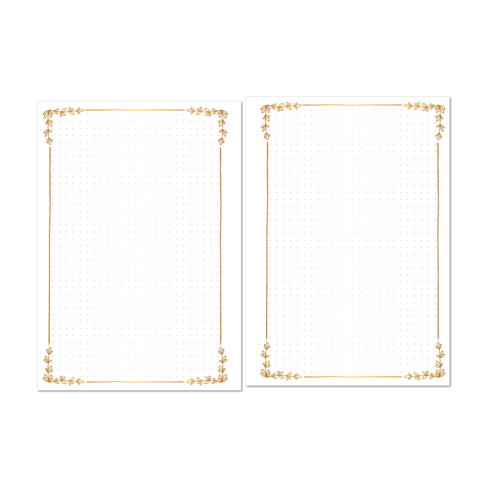 Botanical notes planner insert with dot grid layout and floral border