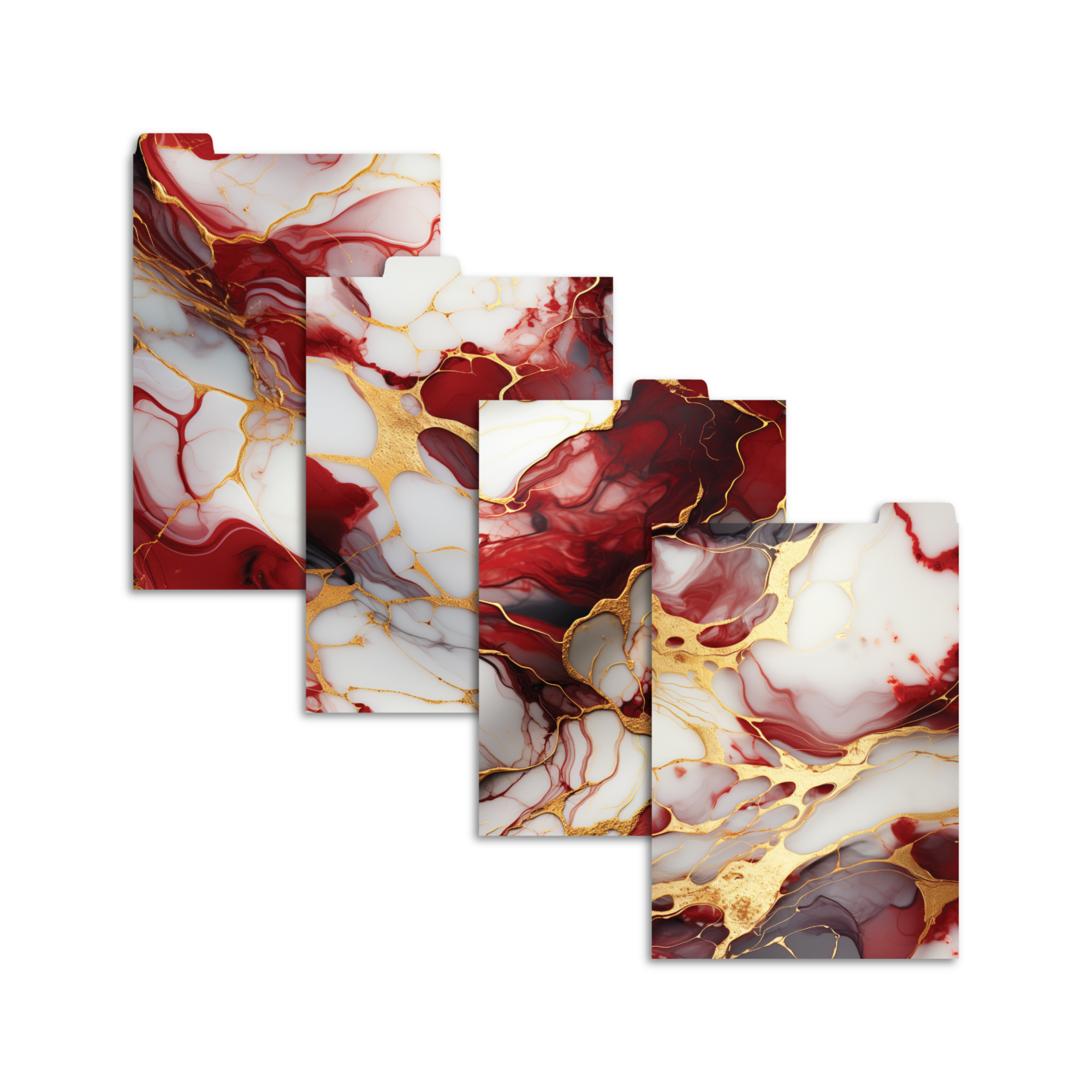 Set of four top tab dividers made for ring binders or disc bound planners in the Crimson Luxe design.