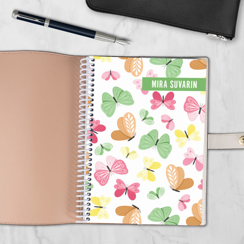 Whimsical Wings 6x8 spiral notebook refill cover with colorful butterfly design — fits Coach-style luxury covers