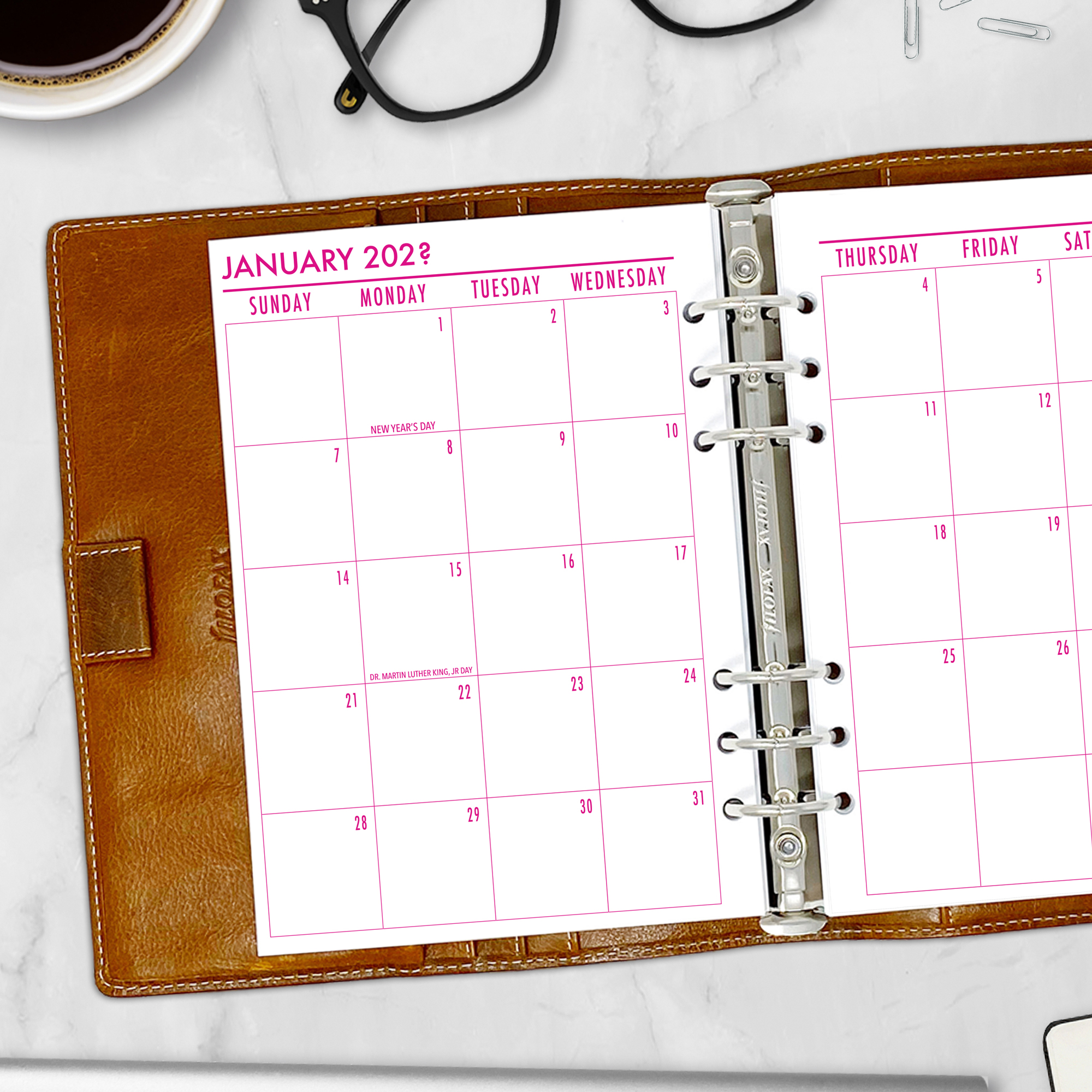 Month on 2 Pages Refill – FUCHSIA FLARE
