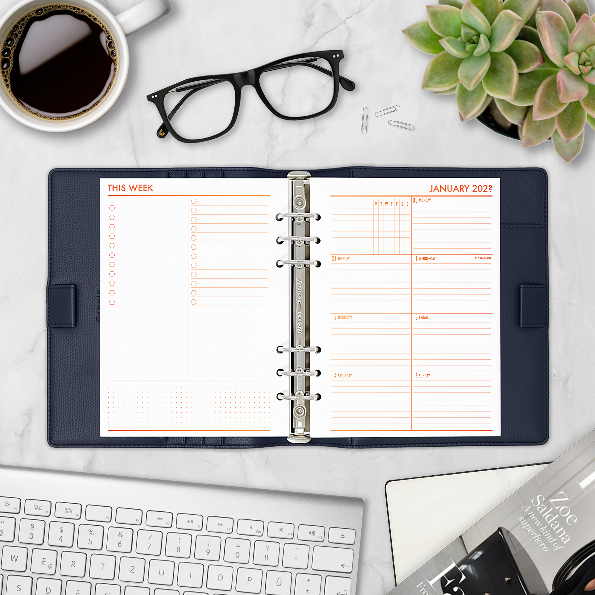 Week on 1 Page Planner Insert - Ember Kiss Gradient