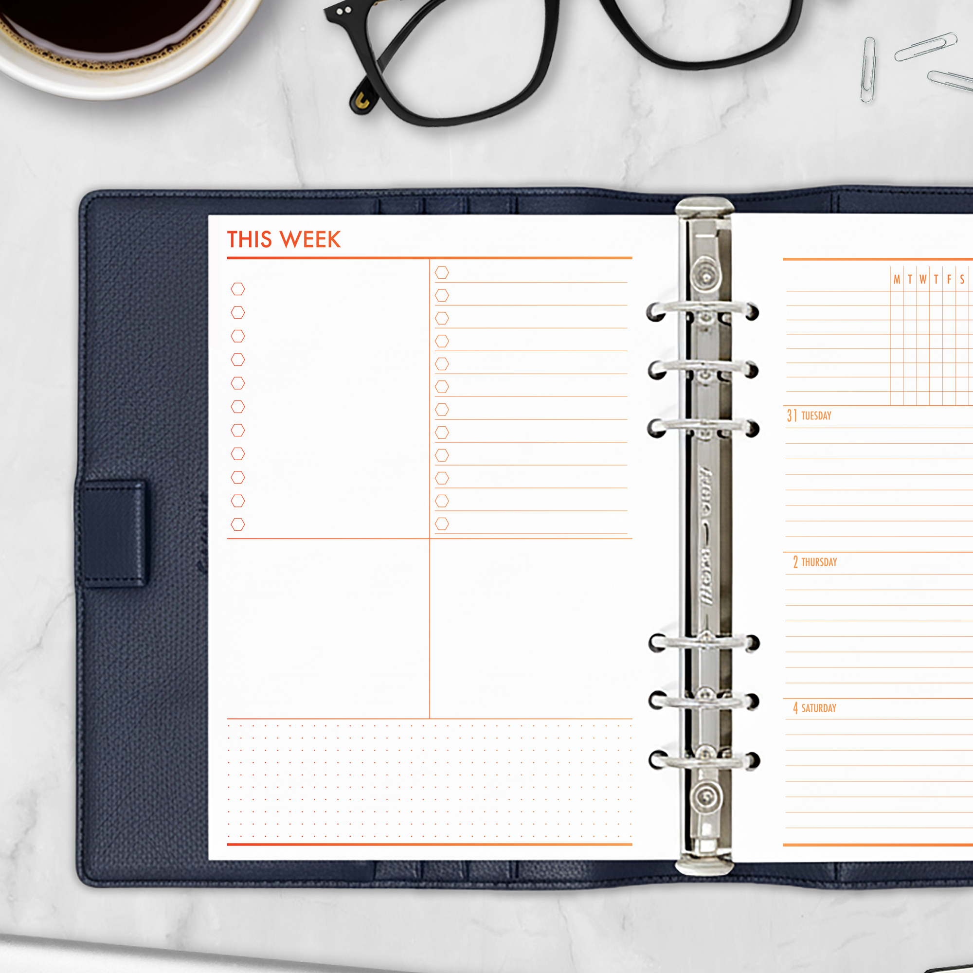 Week on 1 Page Planner Insert - Ember Kiss Gradient - Image 3