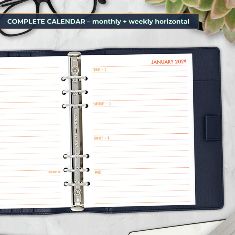 Weekly Horizontal + Monthly Planner Insert - Ember Kiss Gradient