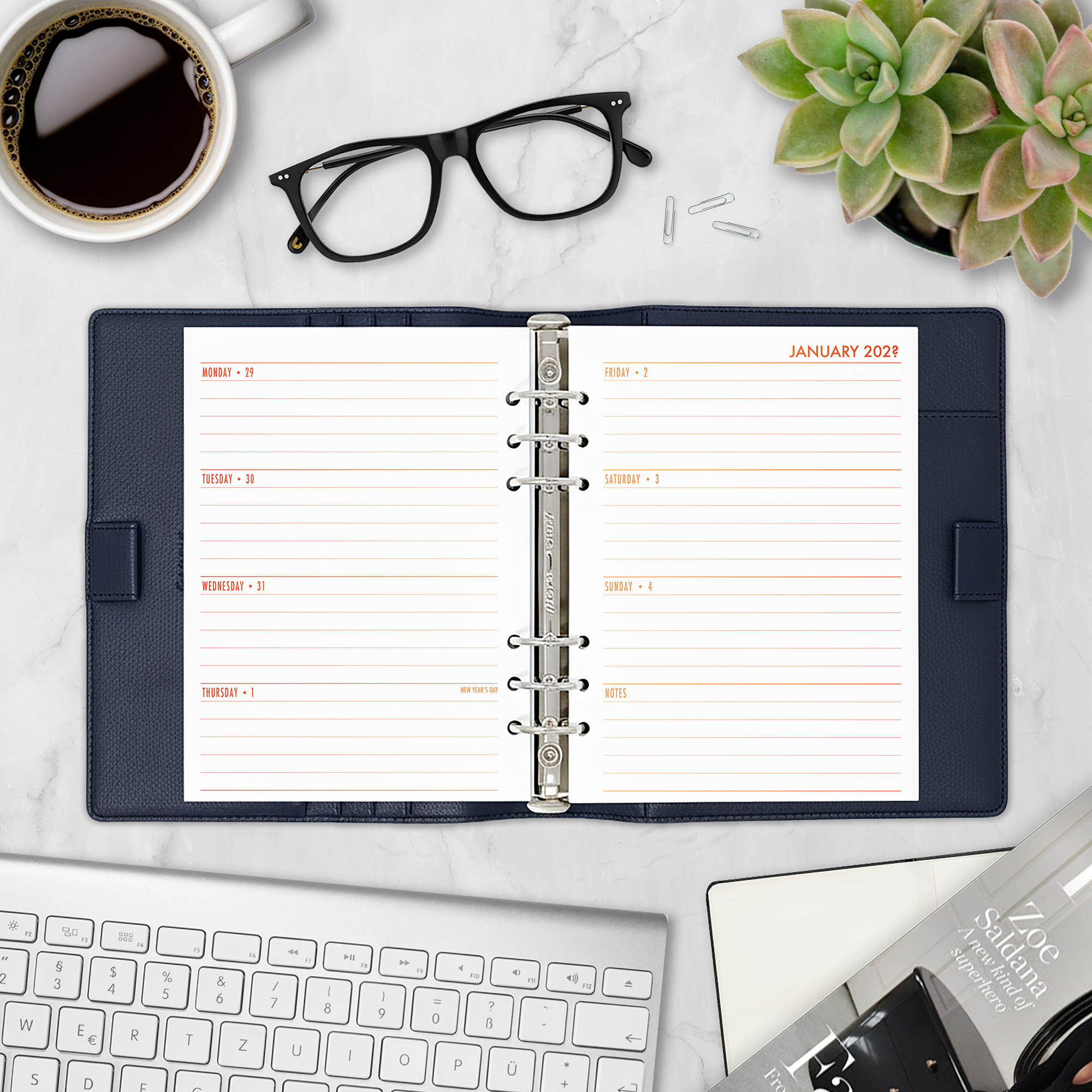 Week on 2 Pages Horizontal Planner Insert - Ember Kiss Gradient - Image 3