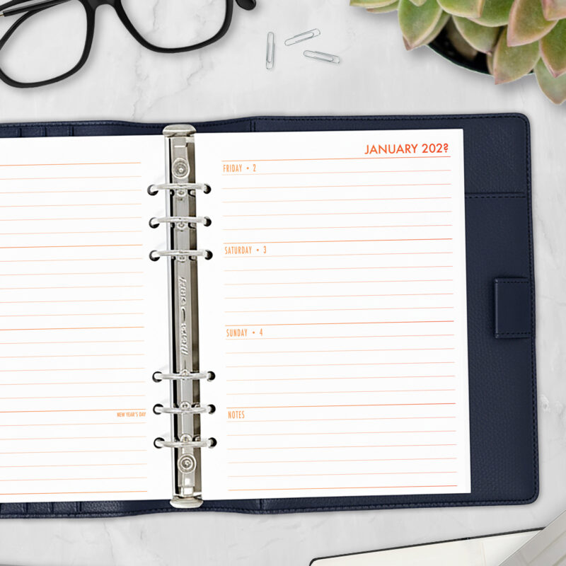 Week on 2 Pages Horizontal Planner Insert - Ember Kiss Gradient