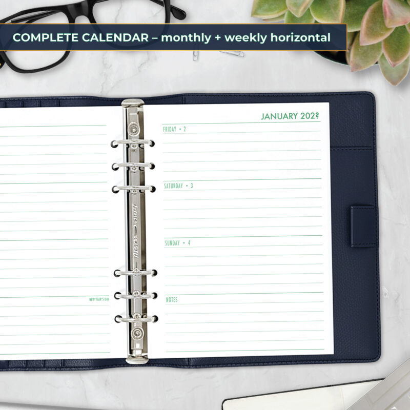 Weekly Horizontal + Monthly Planner Insert - Fae Grove Gradient