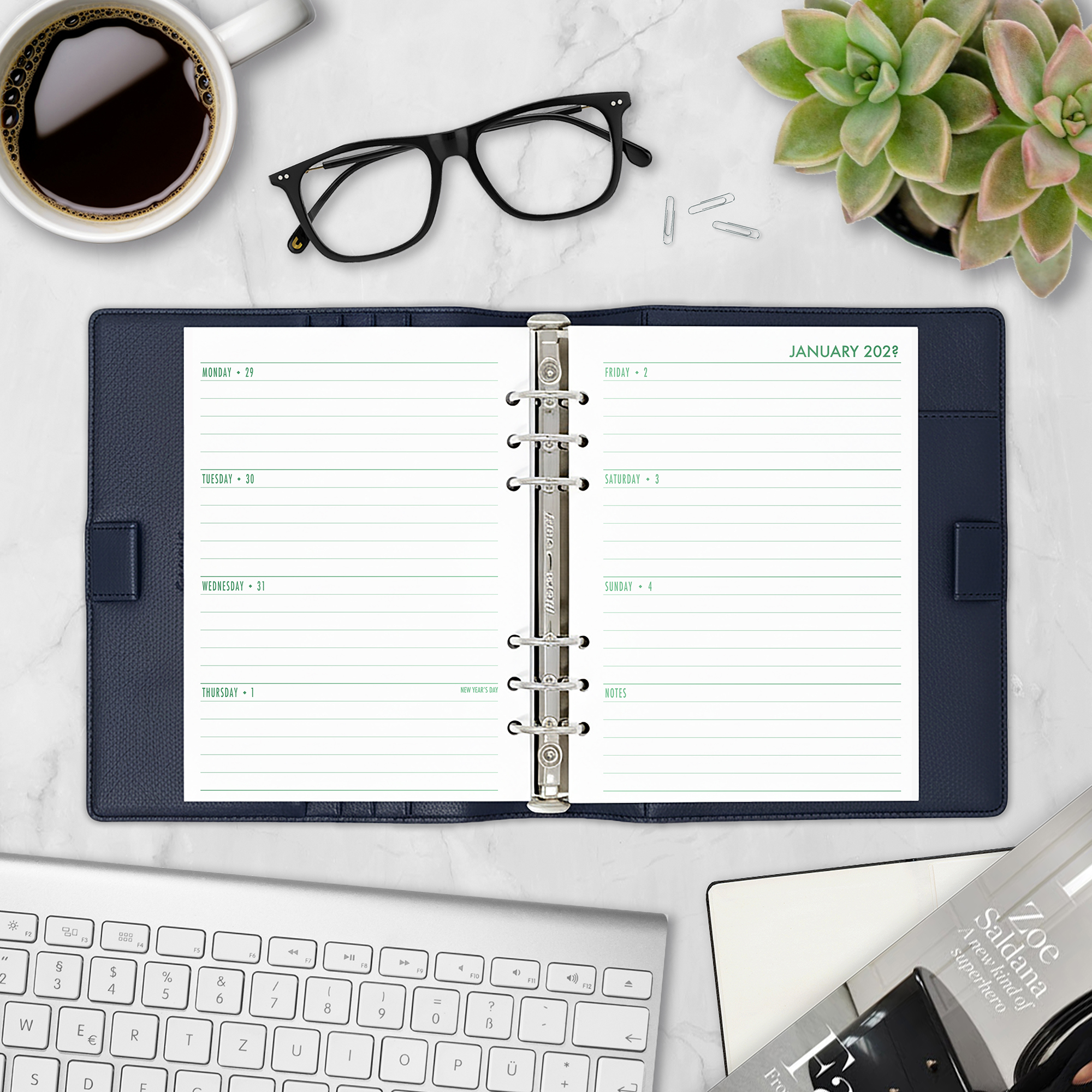 Week on 2 Pages Horizontal Planner Insert - Fae Grove Gradient - Image 4