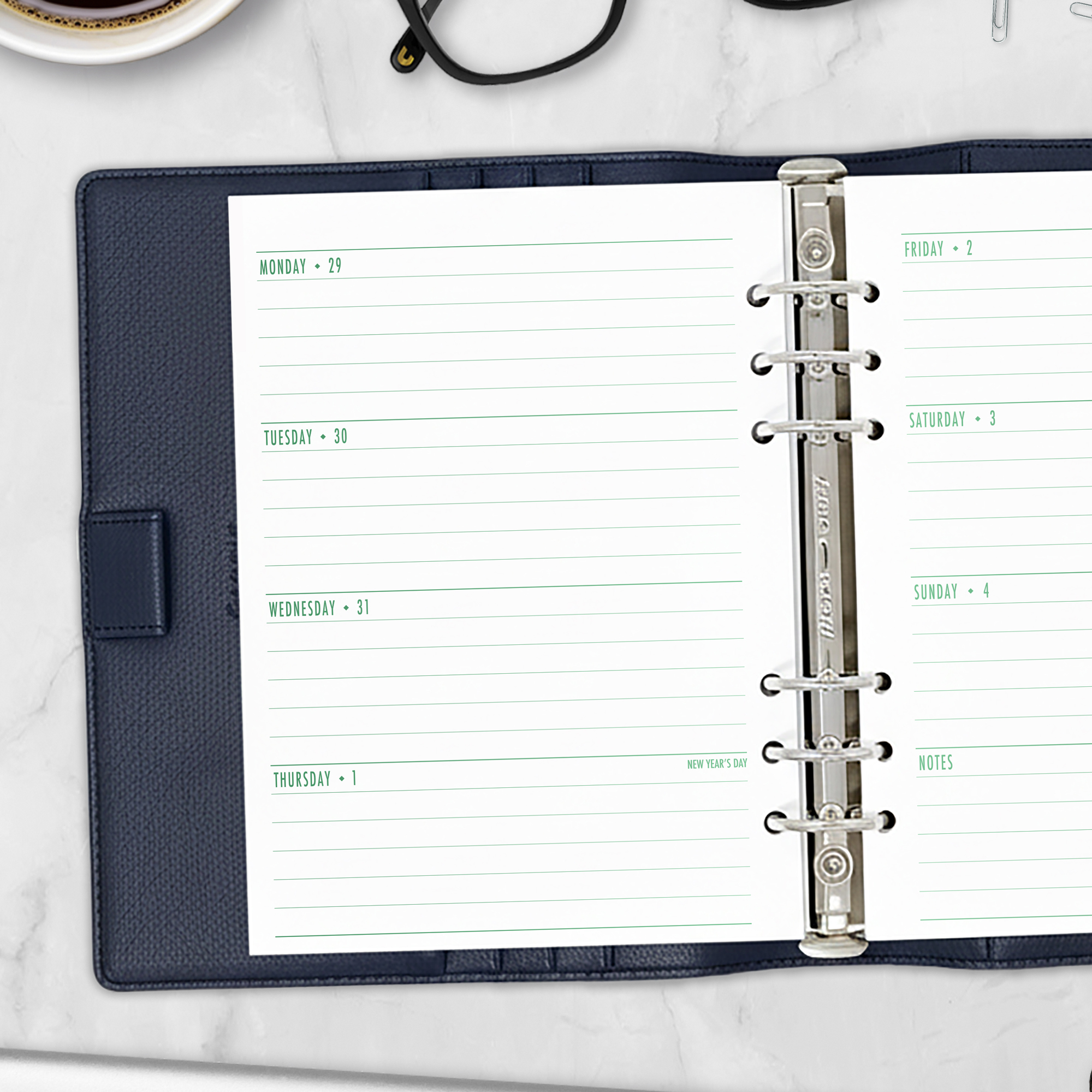 Week on 2 Pages Horizontal Planner Insert - Fae Grove Gradient - Image 3